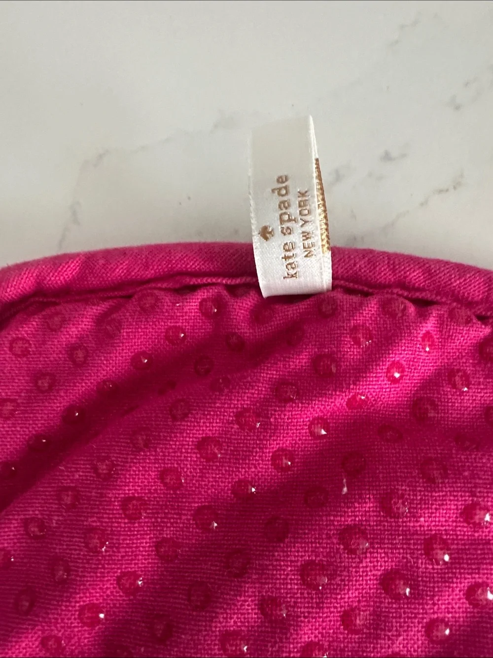 kate spade Pink and White Quilted Oven Mitt - 
